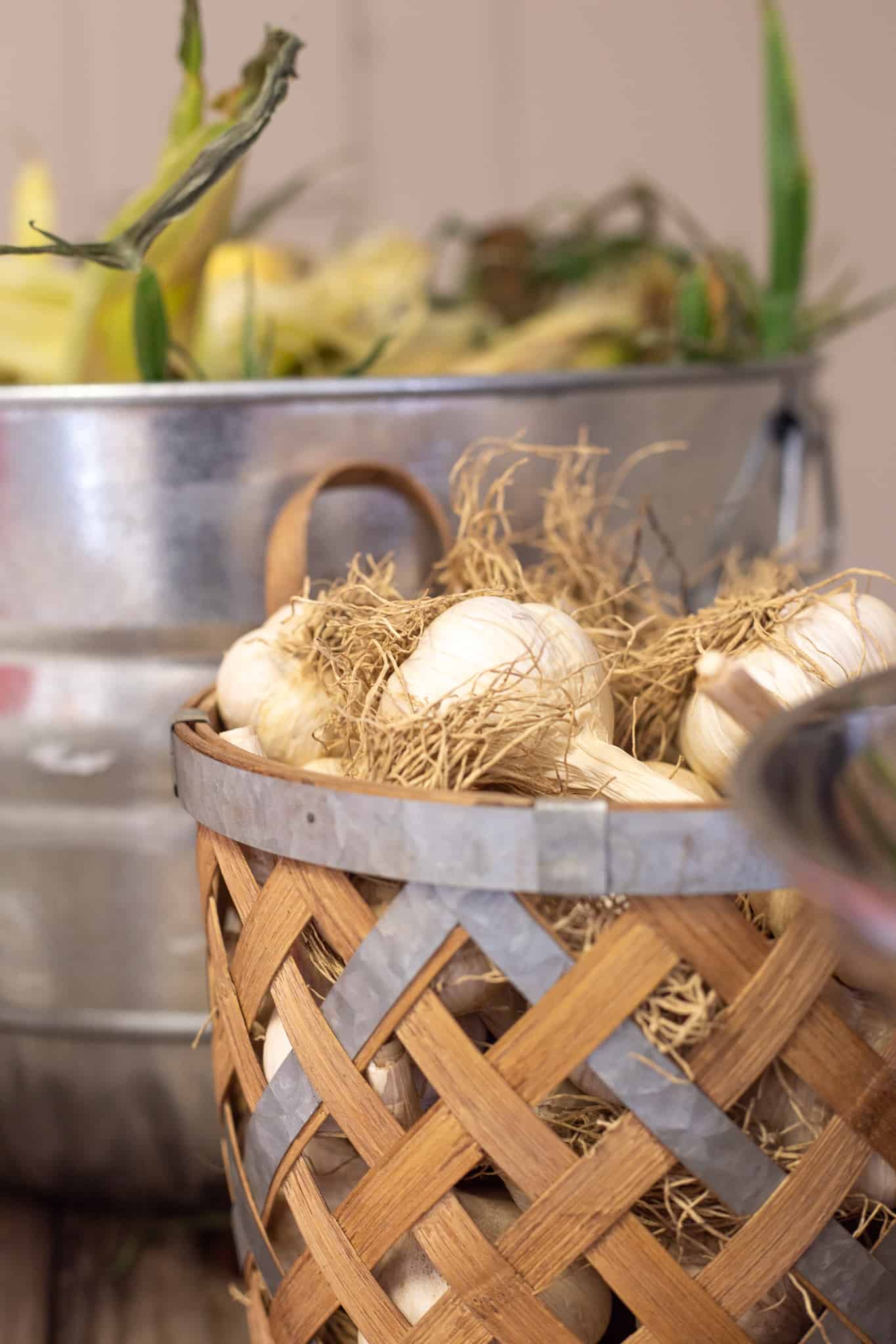 garlic and corn at the pop-up market