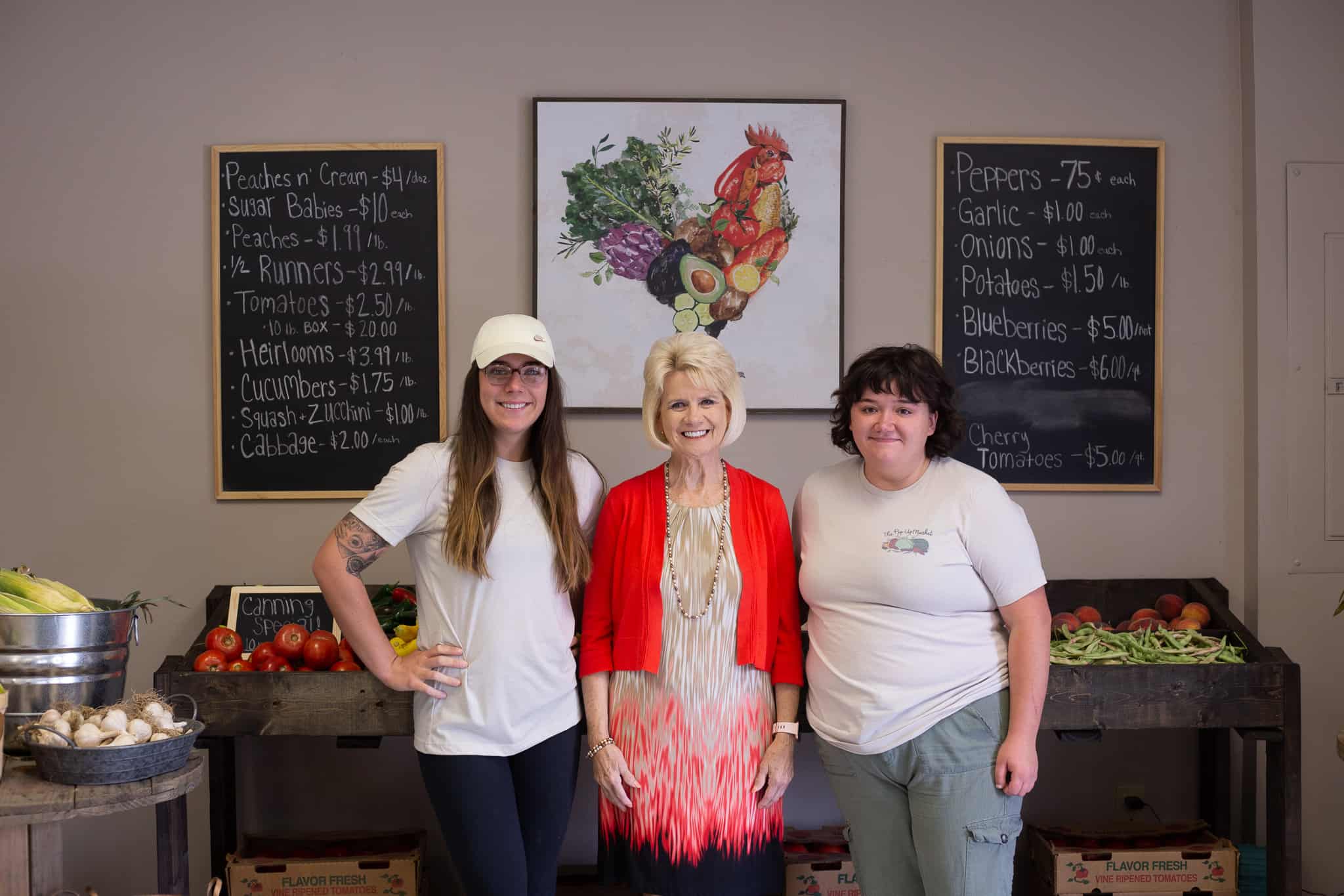 the pop-up market owners cheyenne amon and katie combs with donna angel of berea tourism