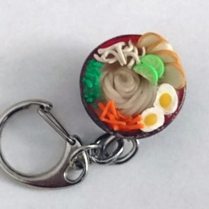 miniature clay noodle bowl key-chain