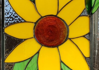 Stained Glass Yellow Flower with Orange Center