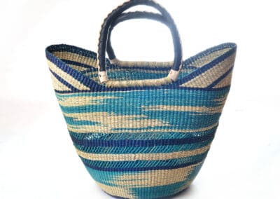 Woven Bag Cream and Turquise in Color