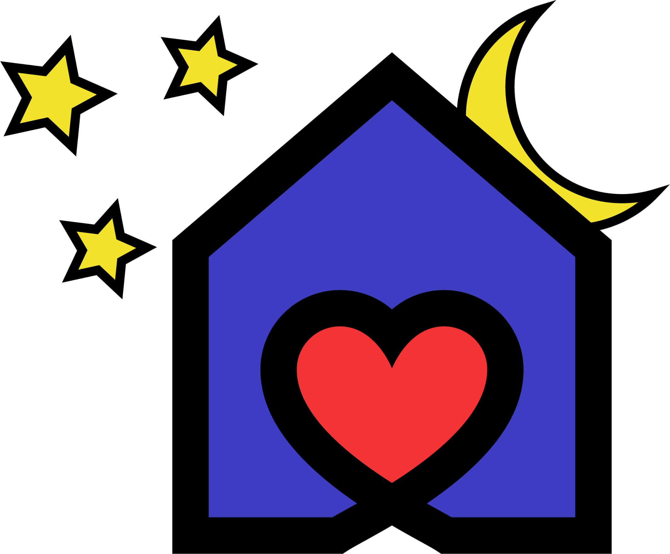 logo of house with heart and stars