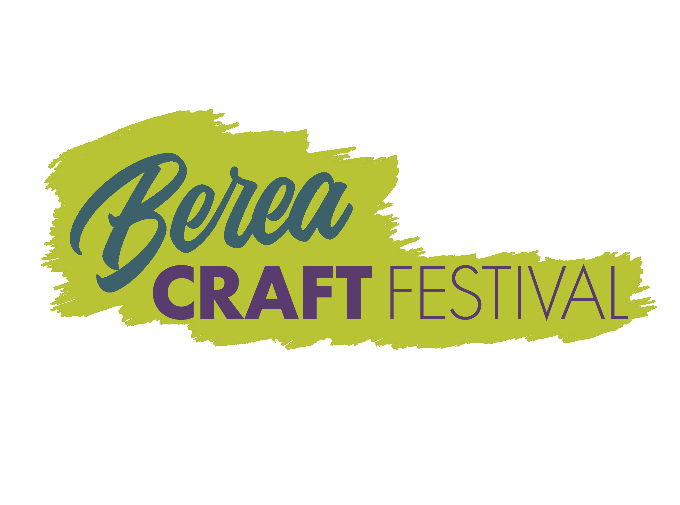 Berea Craft Festival in teal and purple on a green paint splash